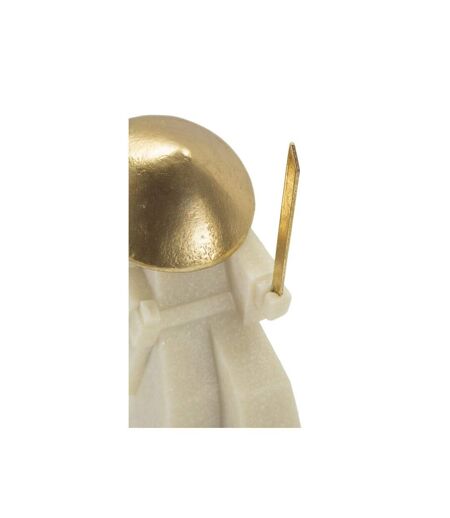 Statuette Déco Samouraï Toku 24cm Blanc & Or