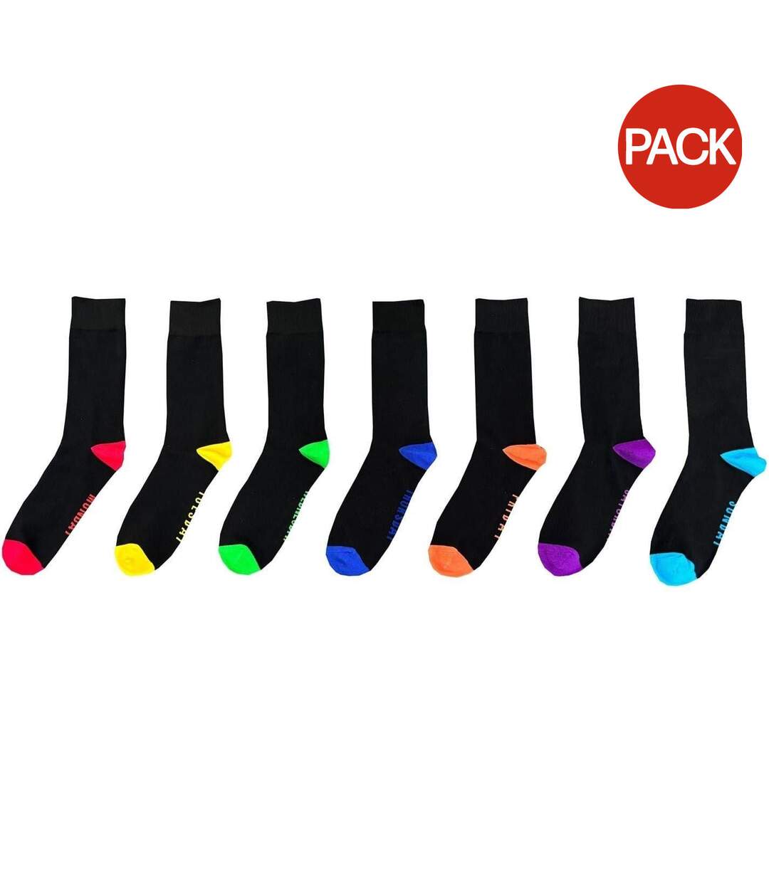 Pack Of 7  Mens Contrast Socks  Classic Black Firetrap-1