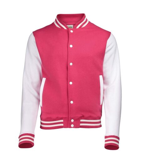 Blouson d´université adulte rose vif / blanc Awdis