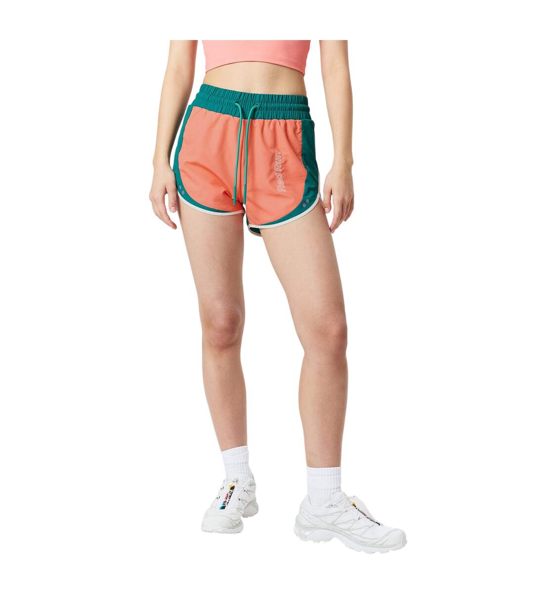 Short De Course Motif/style Blocs De Couleurs Femme Saumon Red Run-3