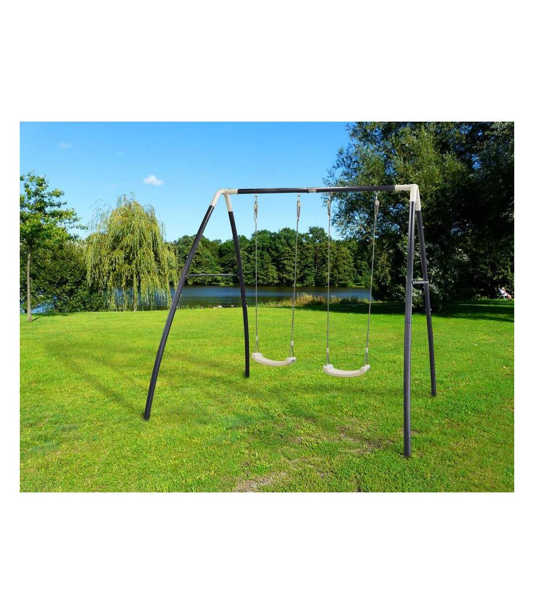 Portique balançoire double en métal Swing