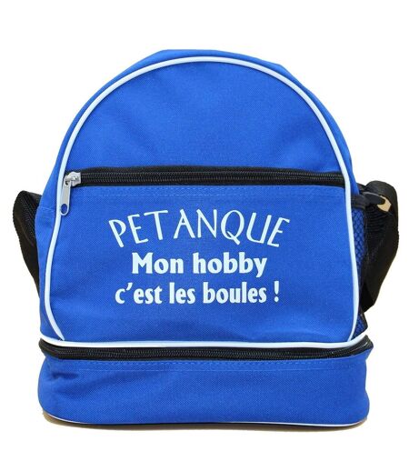 Sac bandoulière pour 3 boules de pétanque - Mon hobby c'est les boules - bleu