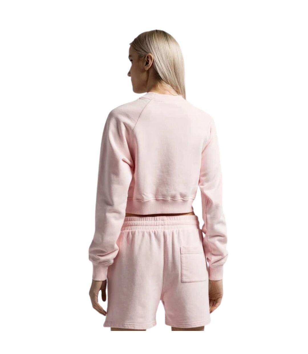 Womens/ladies Printed Cropped Long-sleeved Sweatshirt Pink Casablanca-4