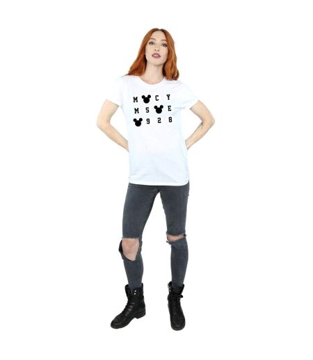 Disney Femme/Ladies Mickey Mouse 1928 Circles Cotton Boyfriend T-Shirt (Blanc) - UTBI36036