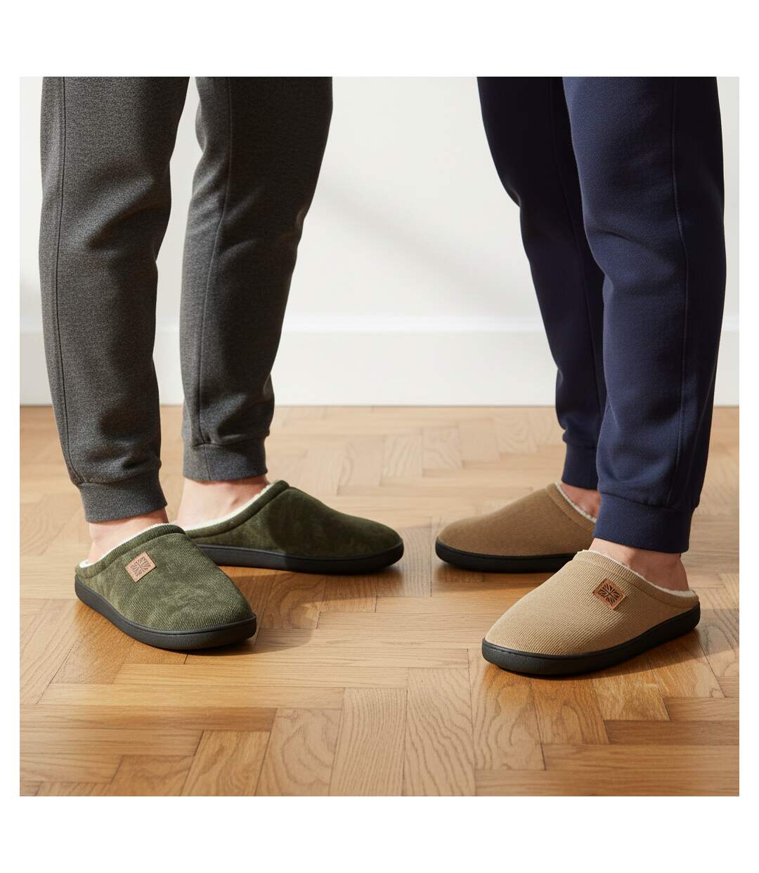 OZABI Pack 2 Paires Mules Homme Velours Côtelé Doublure Éponge-2