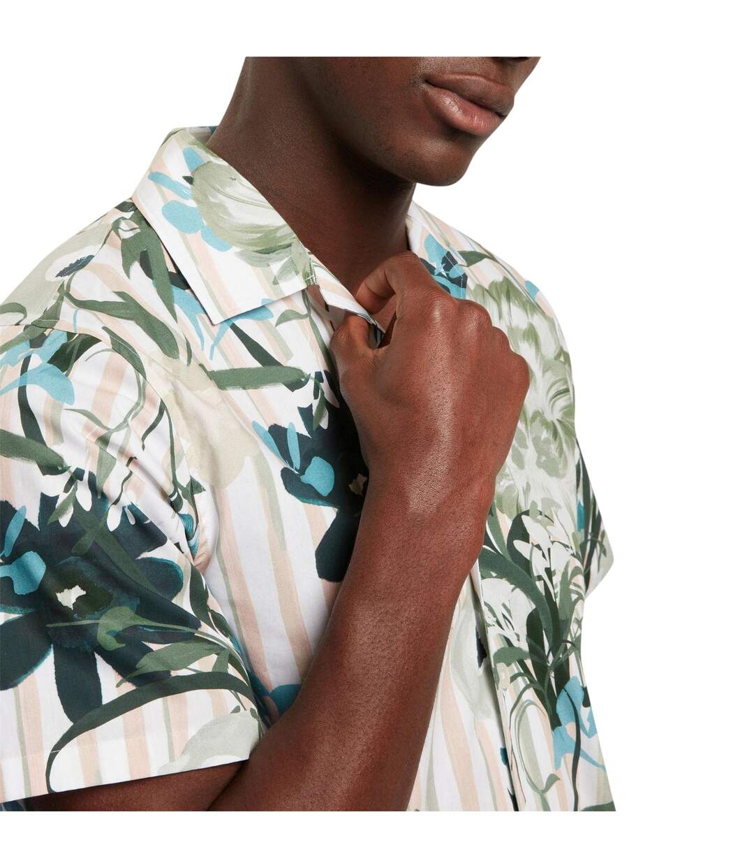 Mens Floral Relaxed Fit Shirt Mid Pink Multicoloured Ted Baker-4