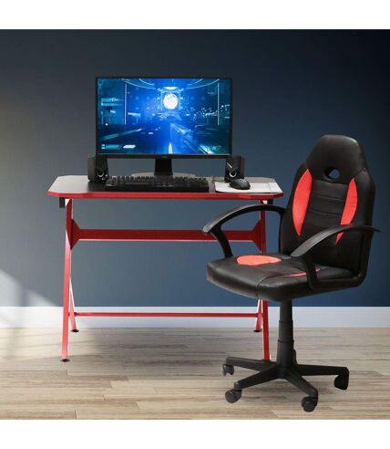 Chaise de bureau gaming Racer Obi - Hauteur réglable - Noir et rouge