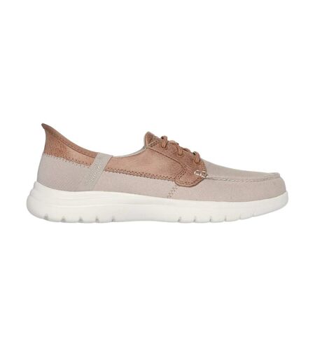 Womens/ladies On The Go Flex Palmilla Boat Shoes Taupe Skechers