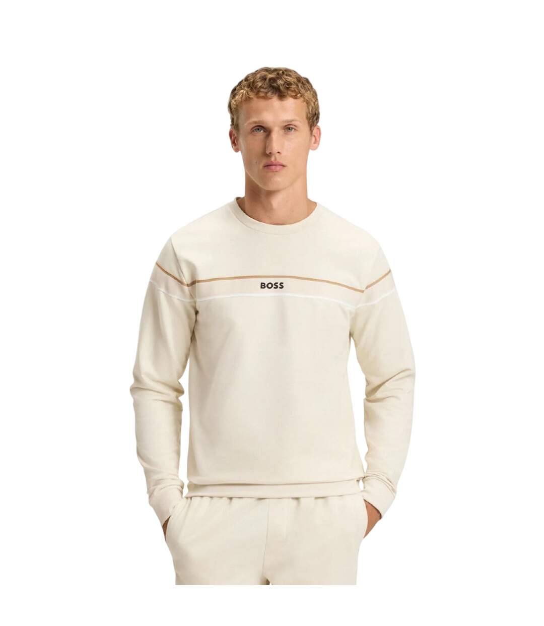 Mens Iconic Crew Neck Sweatshirt White Hugo Boss-4