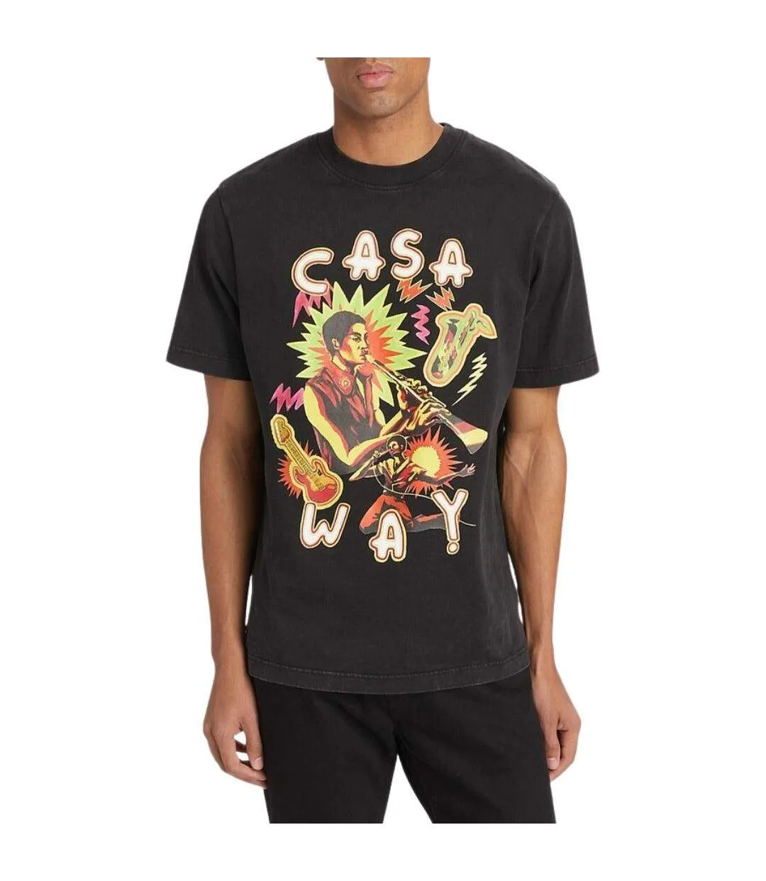 T-shirt Music For The People Homme Noir Délavé Casablanca-3