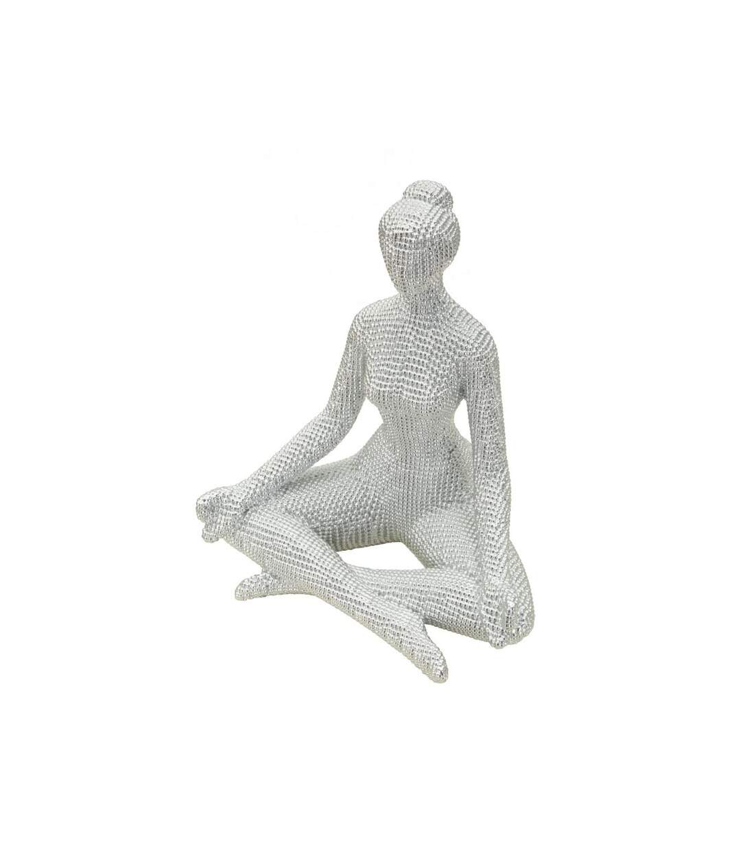Statuette Yoga Femme Donnina 23cm Argent-3