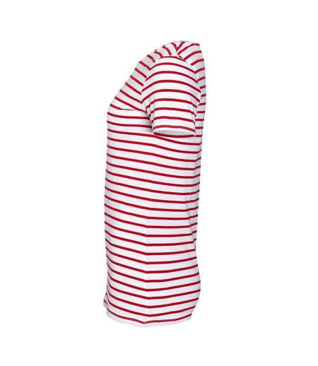 T-shirt Miles Femme Blanc Rouge SOLS