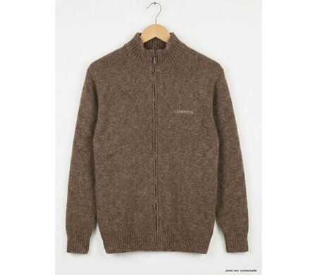 Cardigan Full Zip Homme Ledertys Marron en Laine LY0717