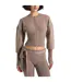 Womens/ladies Knitted Cinched Waist Cardigan Beige Maniere De Voir-3