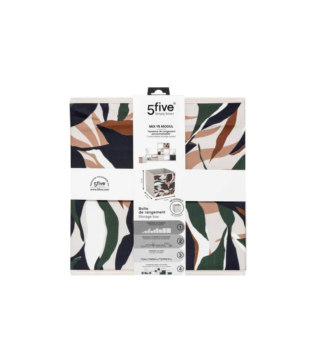 Boîte de Rangement Réversible Lauria 31x31cm Beige-3