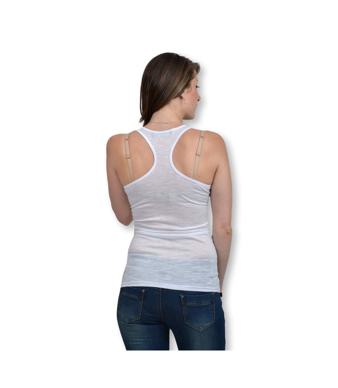 Débardeur femme coupe classique de couleur blanc-2