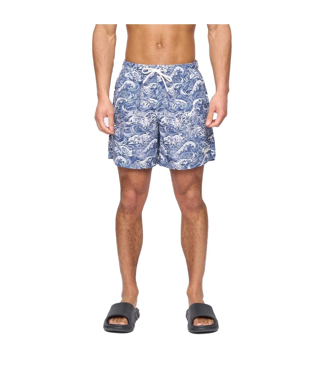 Mens Wave Polyester Regular Summer Swim Shorts Navy Henleys-2