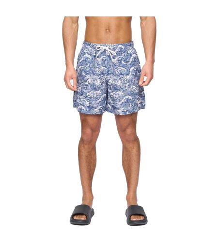 Mens Wave Polyester Regular Summer Swim Shorts Navy Henleys