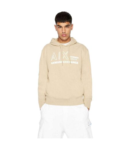 Mens Summer Beats Gradient Logo Hoodie Beige Armani Exchange