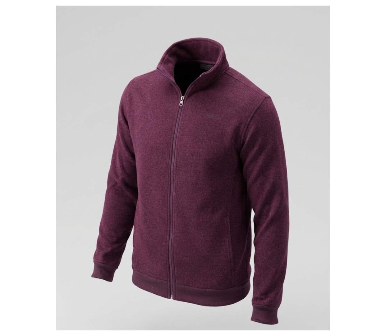 Cardigan Zippé Homme en Polaire Tricot Bordeaux – Col Montant & Coudières Suédine-3