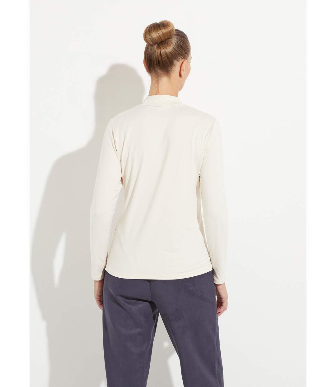 T-shirt doux col montant manches longues-2