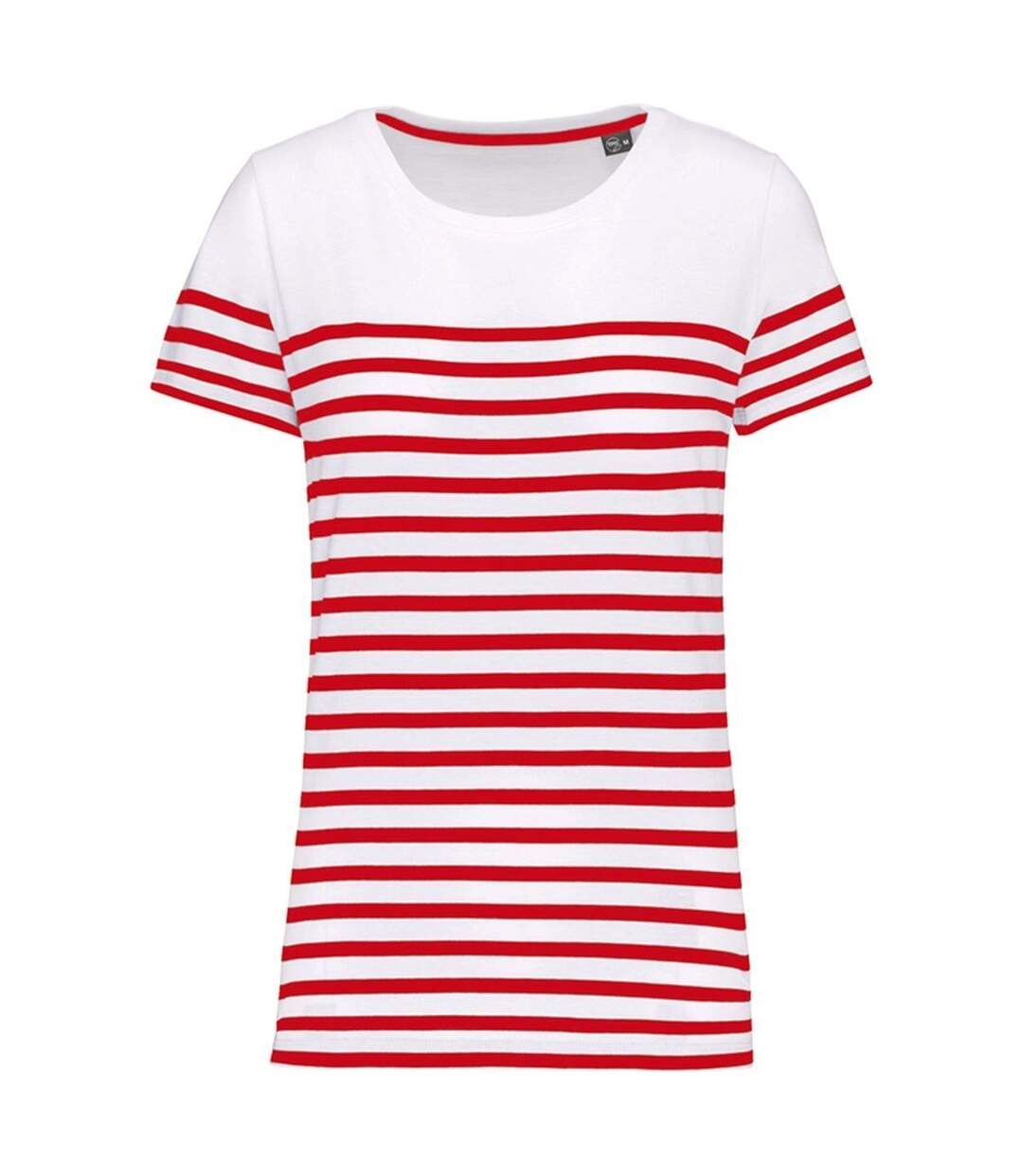 T-shirt rayé coton bio marinière femme - K3034 - rouge et blanc-1