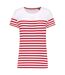 T-shirt rayé coton bio marinière femme - K3034 - rouge et blanc