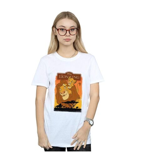 Disney Womens/Ladies The Lion King Simba And Mufasa Cotton Boyfriend T-Shirt (Blanc) - UTBI29030
