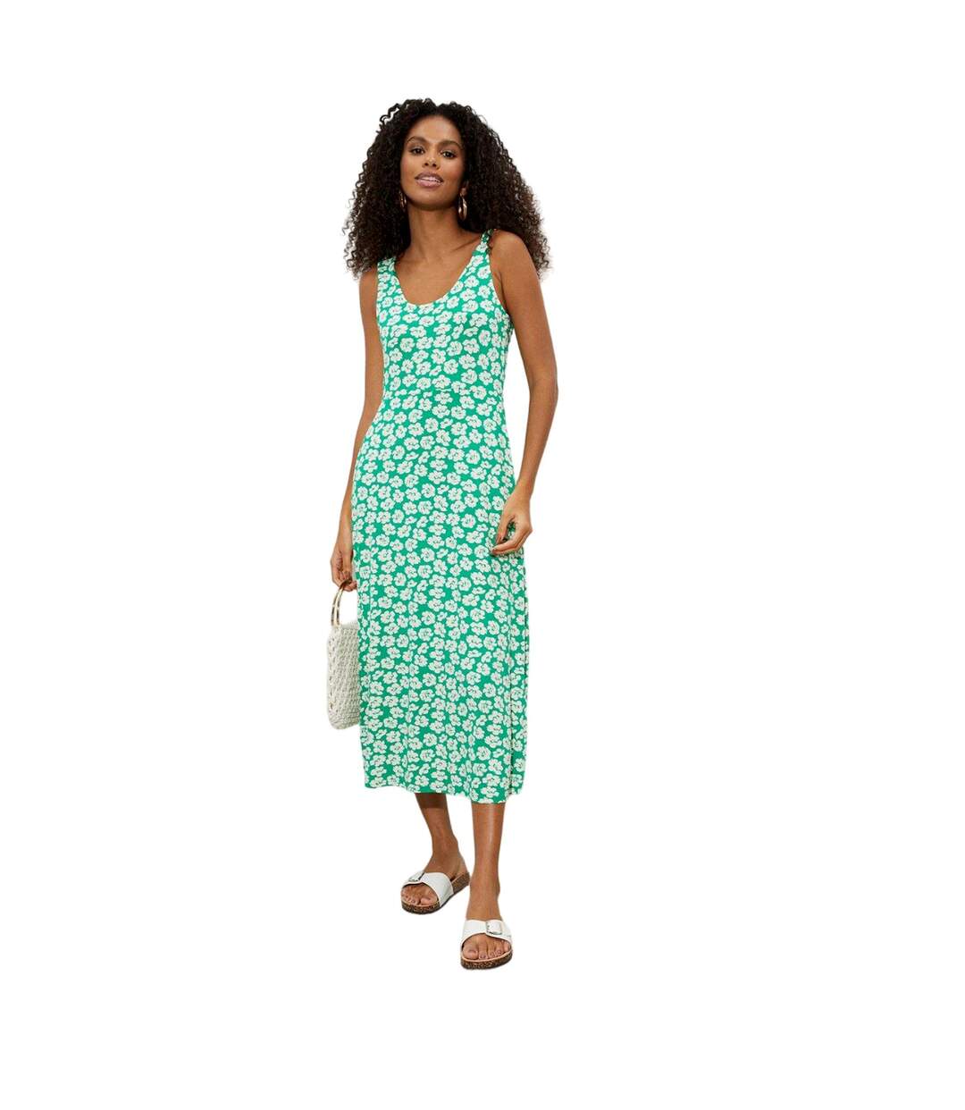 Robe mi-longue femme vert / blanc Dorothy Perkins-1