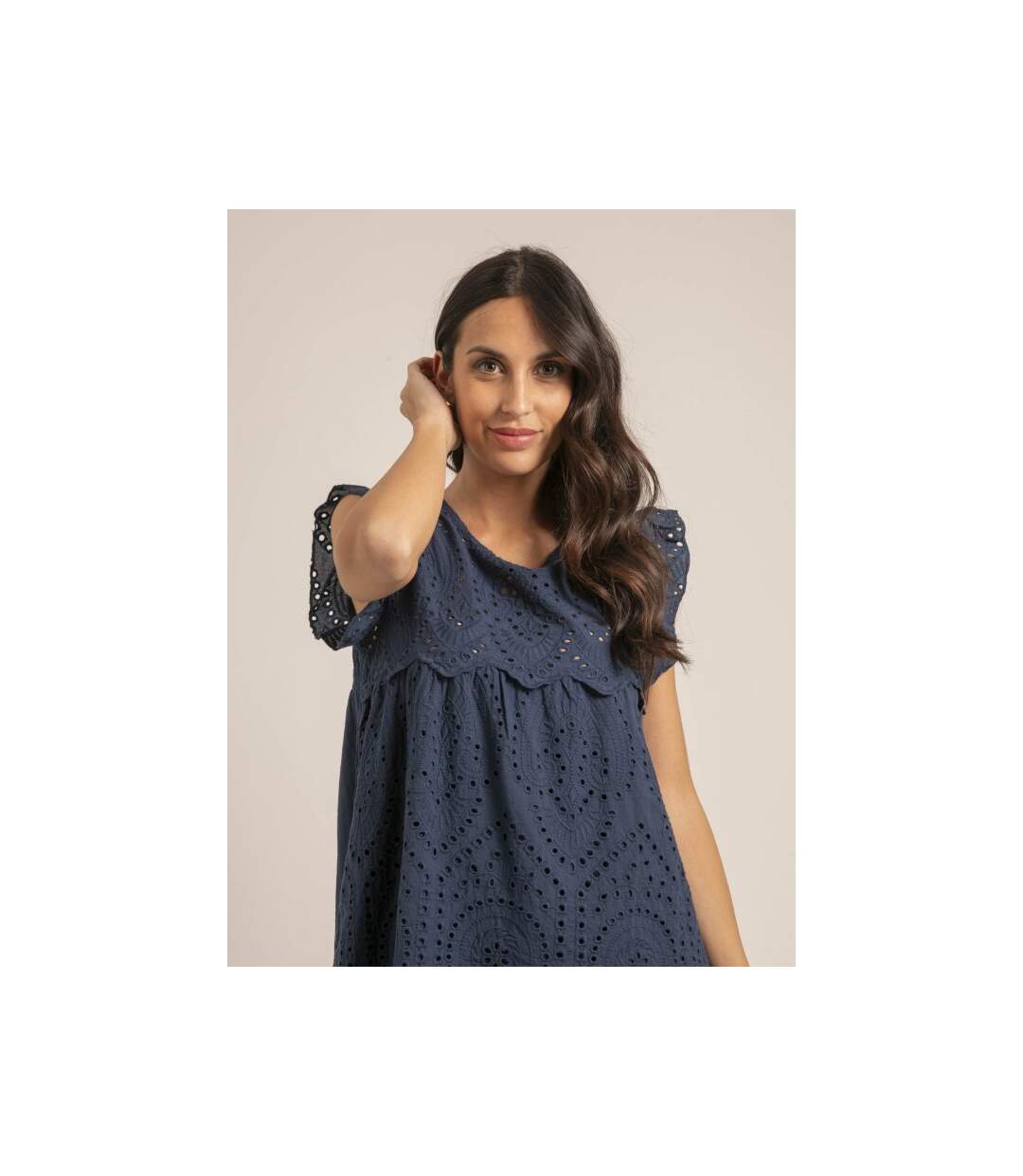 Robe courte broderies anglaises INGLES - Dona X Lisa-3