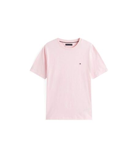 Mens Embroidered Logo Crew Neck T-shirt Pink Lilac Tommy Hilfiger