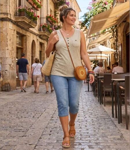 Axone GRAZIA3 Débardeur femme grande taille en coton flammé pour une fraîcheur absolue