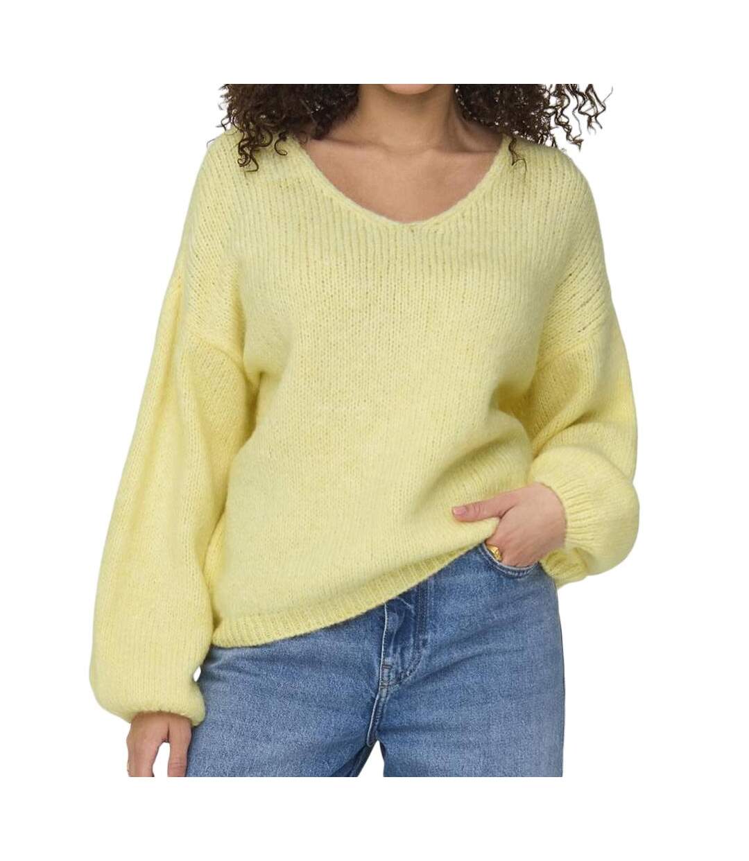 Pull jaune femme jdy dinea-1