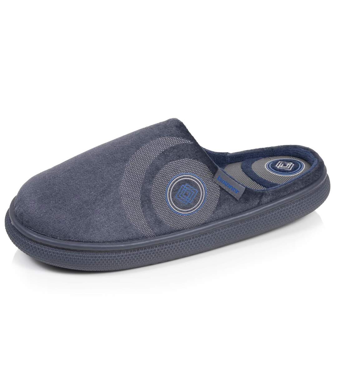 Isotoner Chaussons Mules homme velours semelle bloup extra confort-1