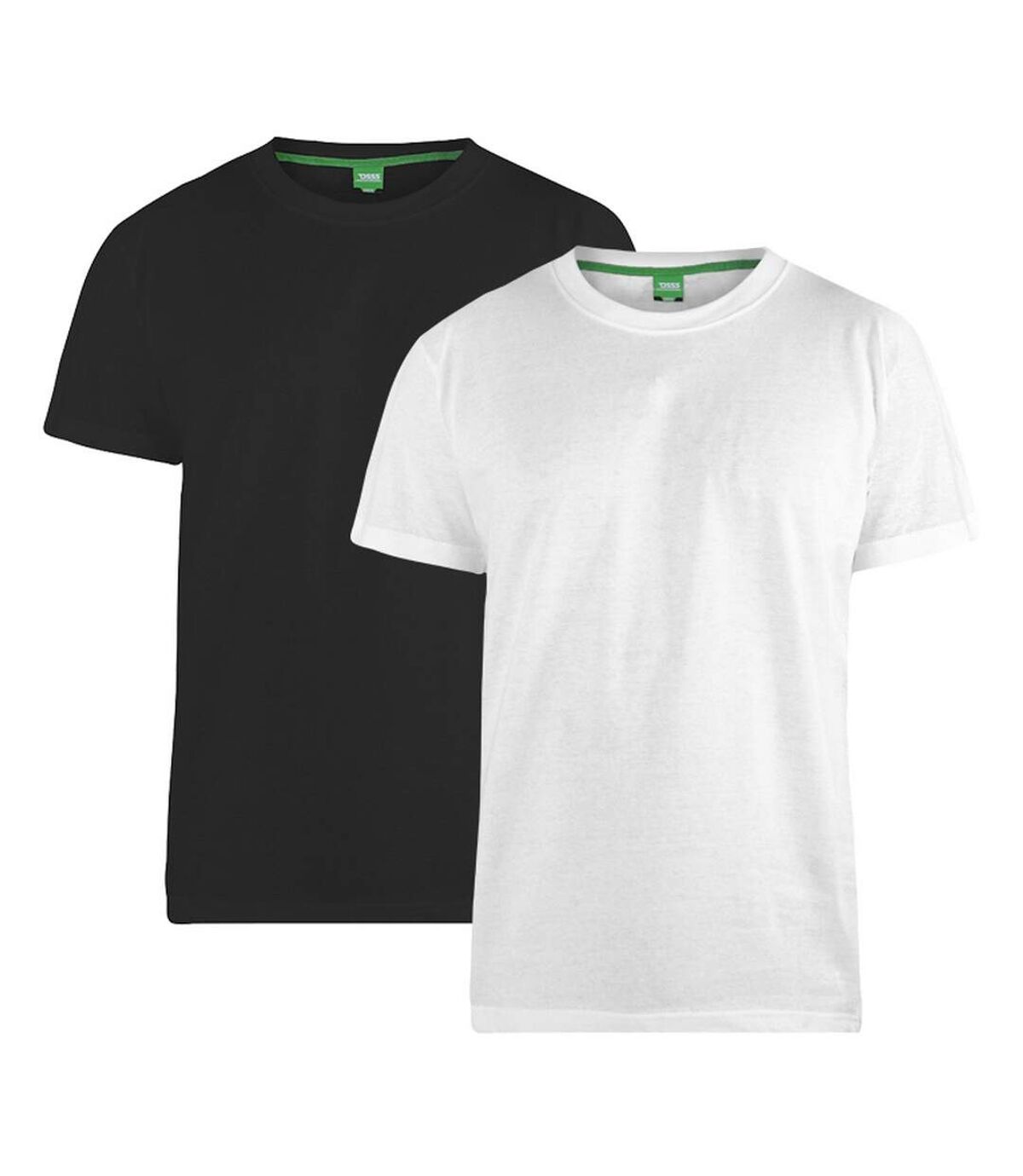 Duke Mens Fenton D555 Round Neck T-shirts (Pack Of 2) (Black/White)