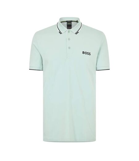 Mens Paddy Pro Cotton Pique Polo Shirt Turquoise Green Boss