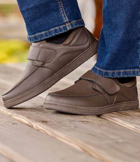 Mocassins Croûte de Cuir Patte Scratchée