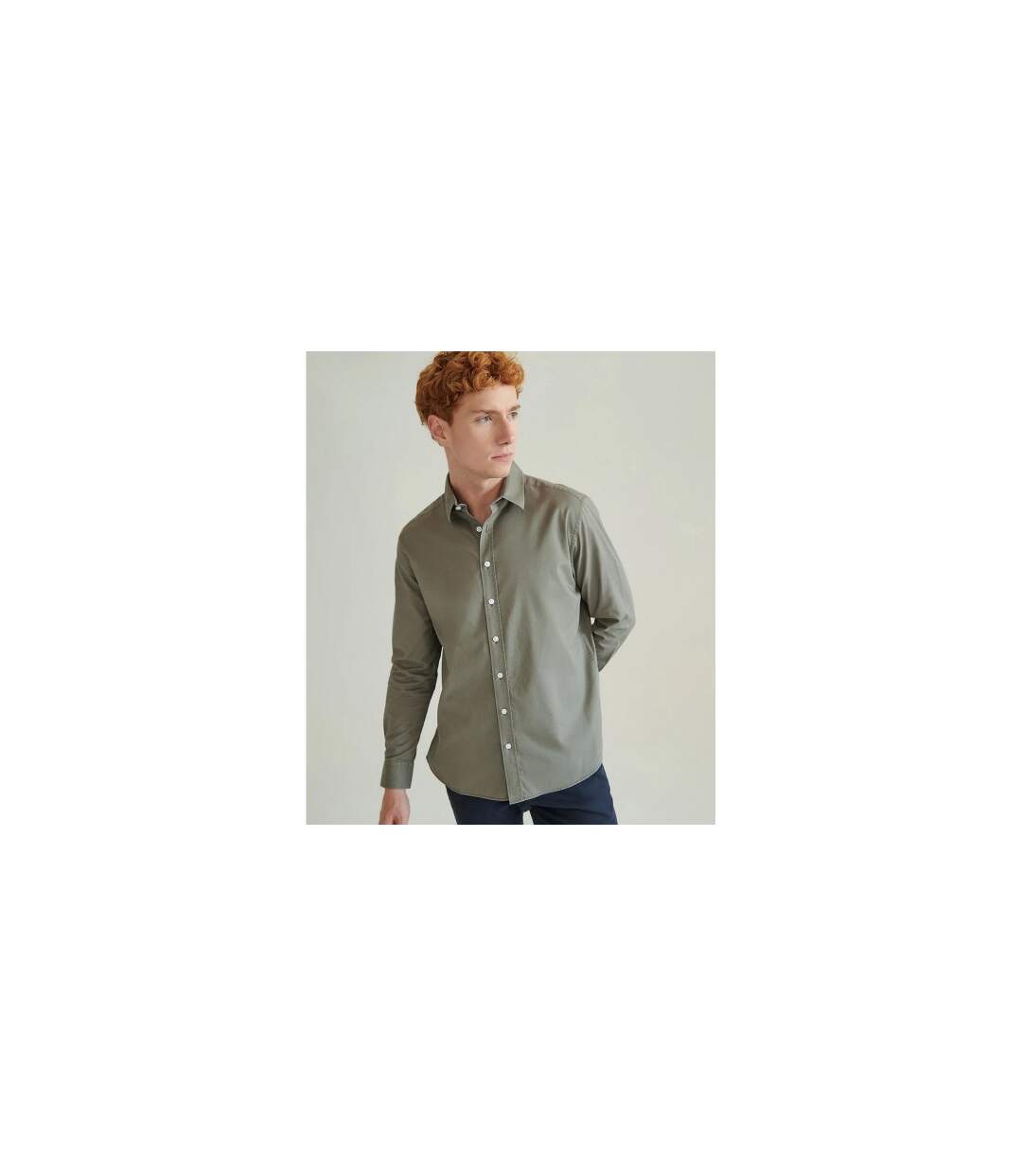 Chemise Manches Longues Homme Kaki Front Row-1