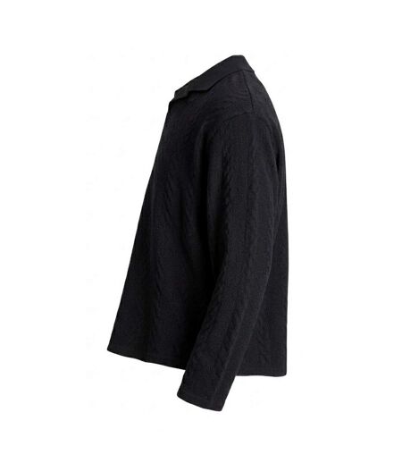 Mens Cable Knit Regular Long-sleeved Jumper Black Jack And Jones