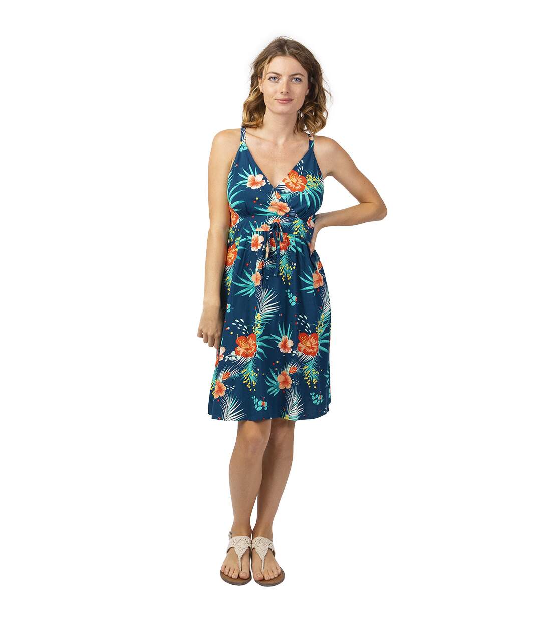 Robe femme casual chic MOREA imprimé fleurs chatoyant Coton Du Monde