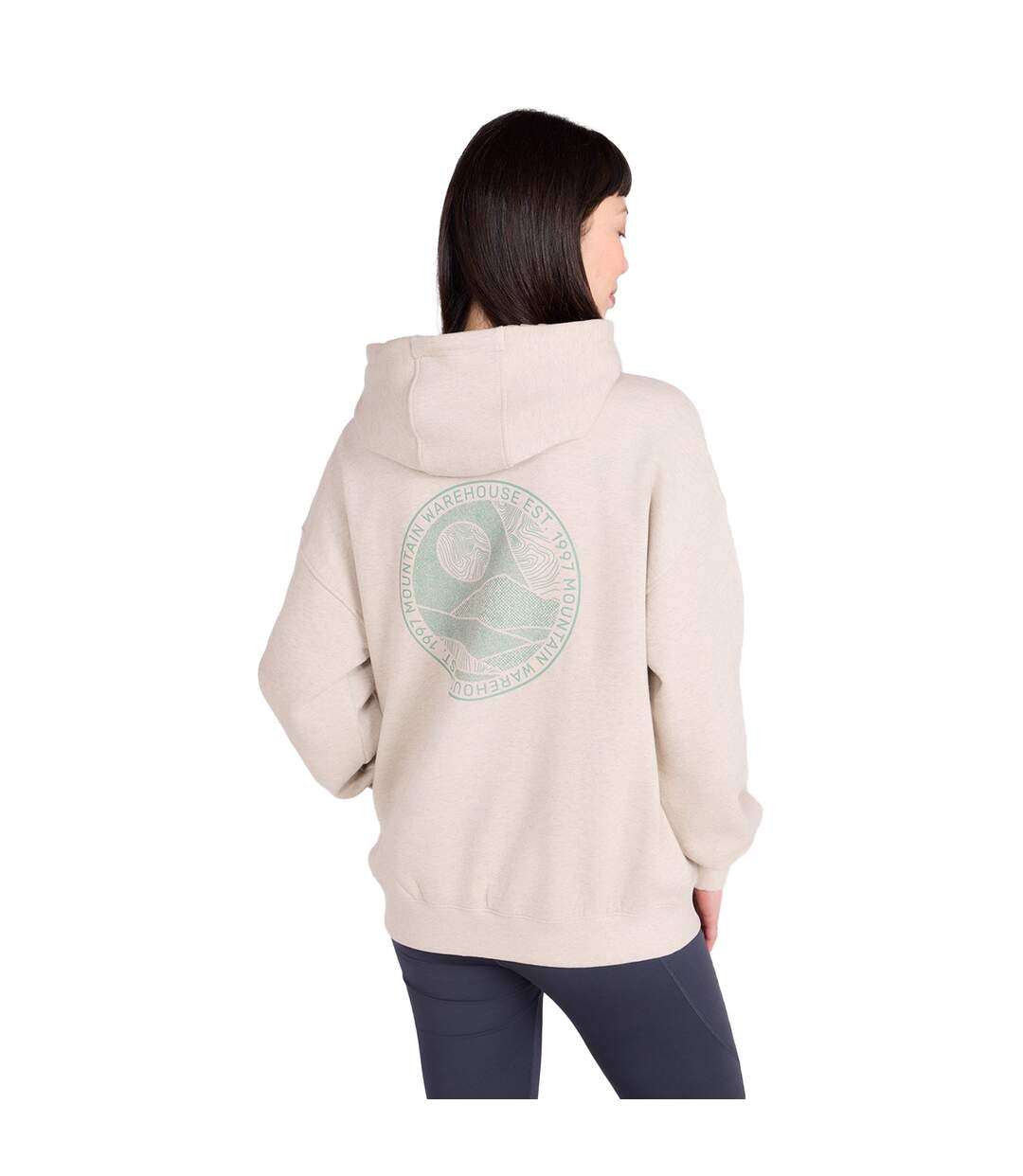 Womens/ladies Mountain Collage Relaxed Fit Hoodie Beige Mountain Warehouse-3