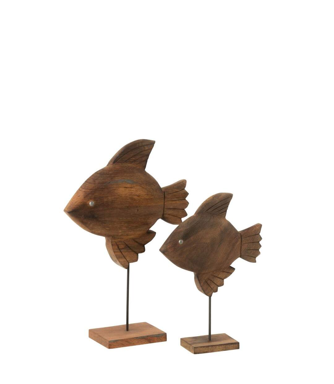 Statuette Poisson sur Pied en Bois Antwan 40cm Marron-2
