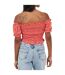 Womens/ladies Off Shoulder Puff Sleeve Blouse Red Brave Soul-3