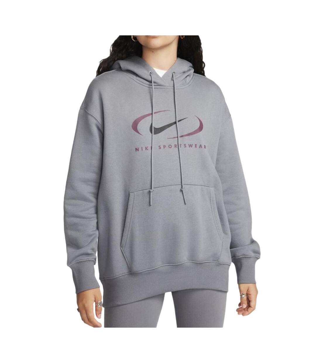 Sweat Capuche Gris Foncé Femme Nike Swsh - L-1