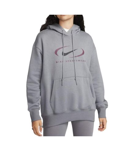 Sweat Capuche Gris Foncé Femme Nike Swsh - L