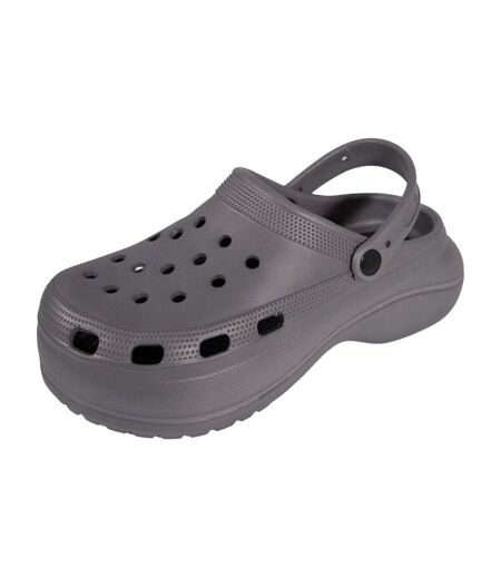 Womens/ladies Platform Clogs Grey Keanu