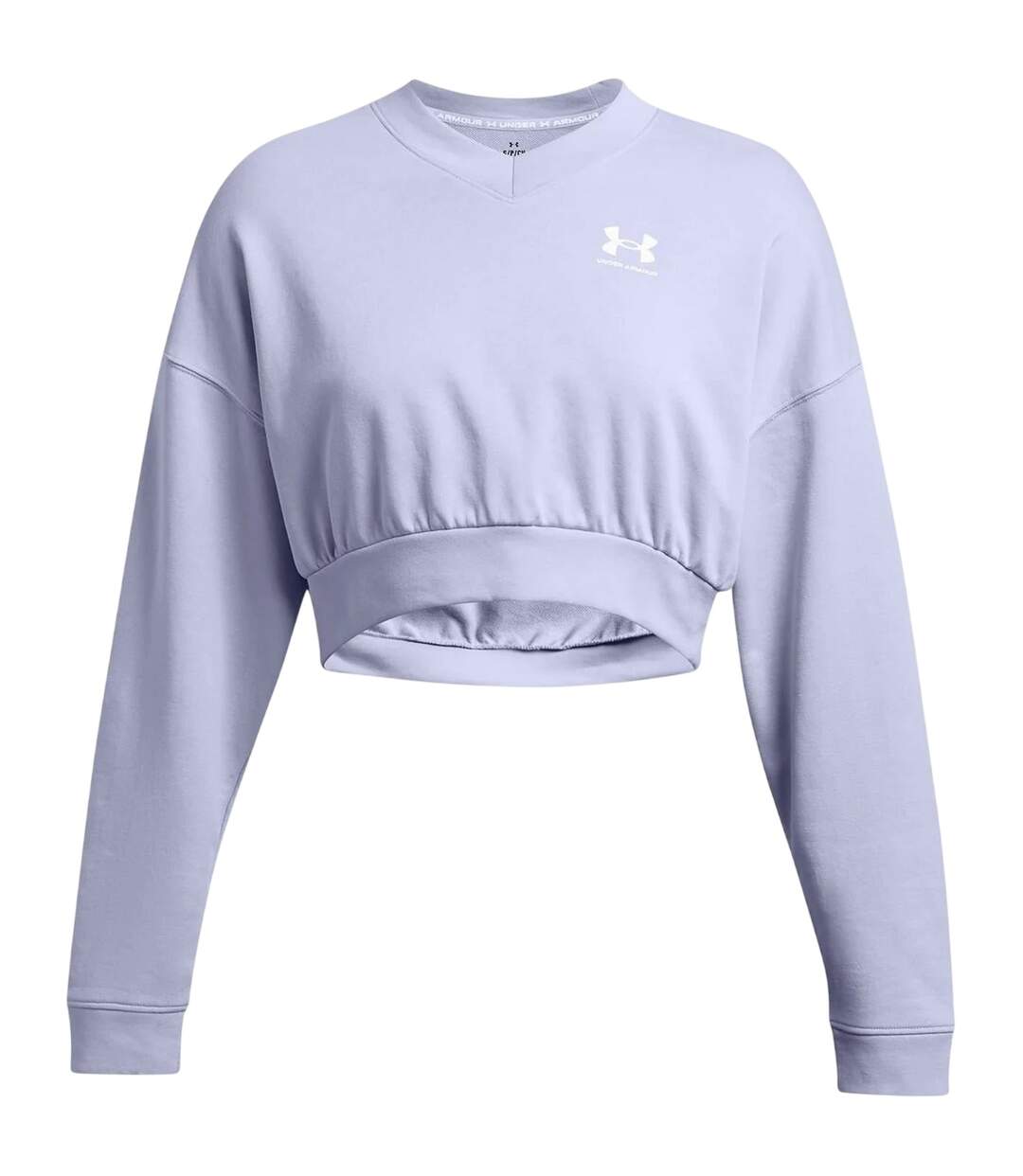 Womens/ladies Rival Terrycloth Crew Neck Crop Sweatshirt Purple Under Armour-1