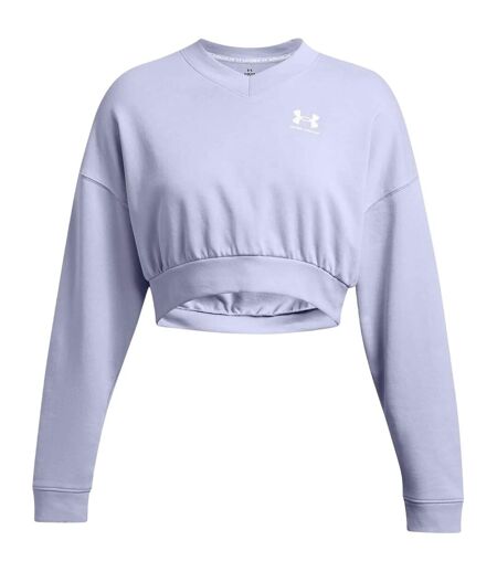 Womens/ladies Rival Terrycloth Crew Neck Crop Sweatshirt Purple Under Armour