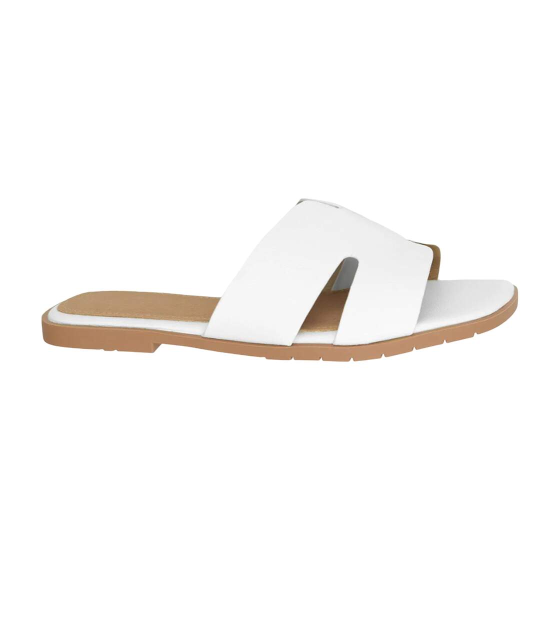 Womens/ladies Mae Instep Strap Wide Sandals White Where´s That From-2