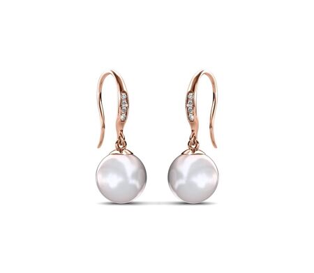Boucles d'oreilles Pearl Hook, Perle d'Autriche, Cristal d'Autriche